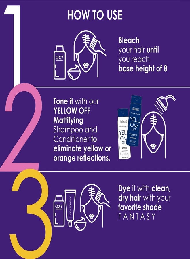 HELLAWELL PROFESSIONALS Hellawell Professional Hair Dye. Coverage Color Fantasy - Semi-permanent oxidation coloring cream. Purple 2.11oz. - Image 5